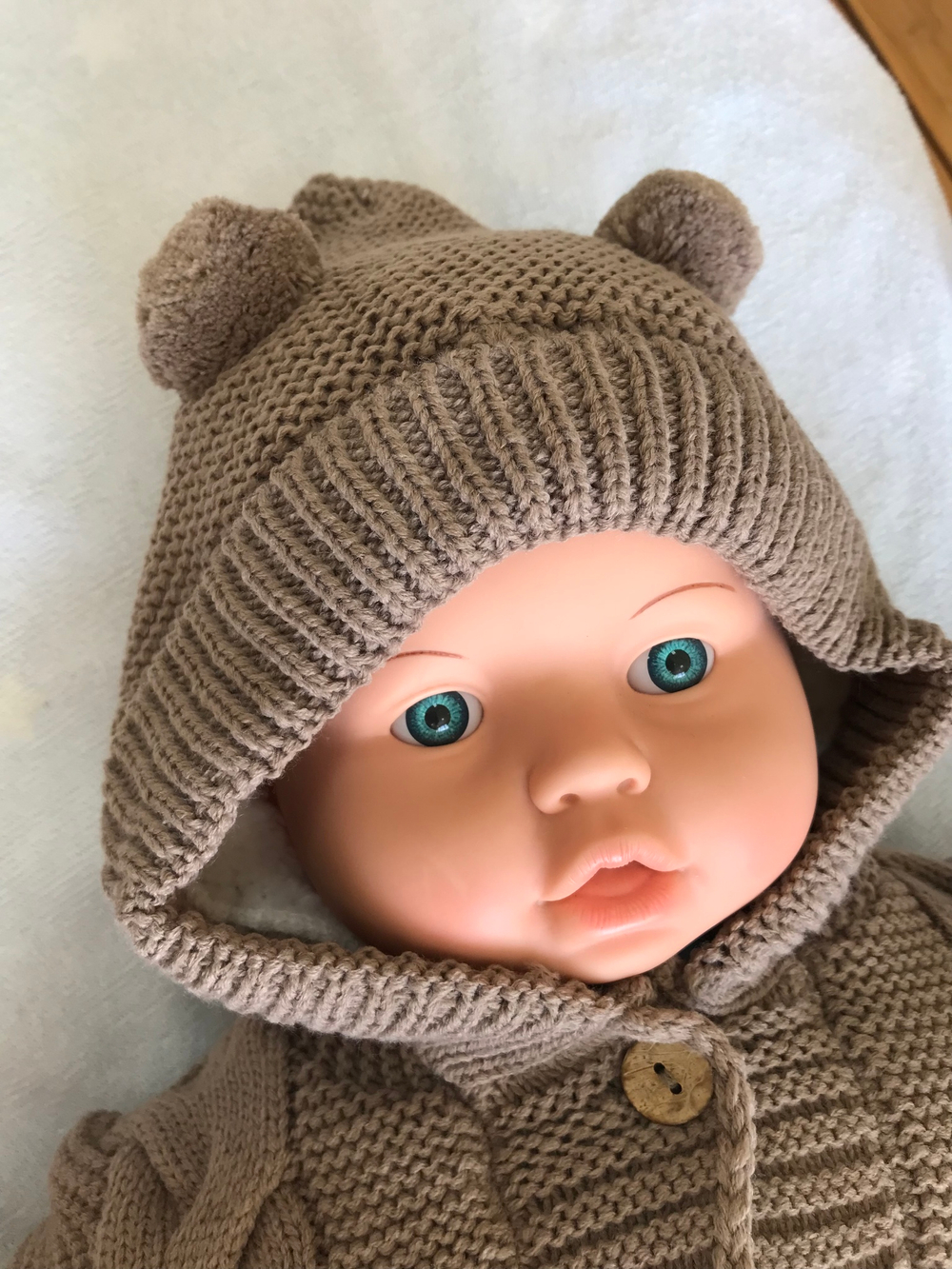 Комбинезон вязаный "АйШах" с мехом (открытые ножки) (Цвет: Молочный, Размер: 26)