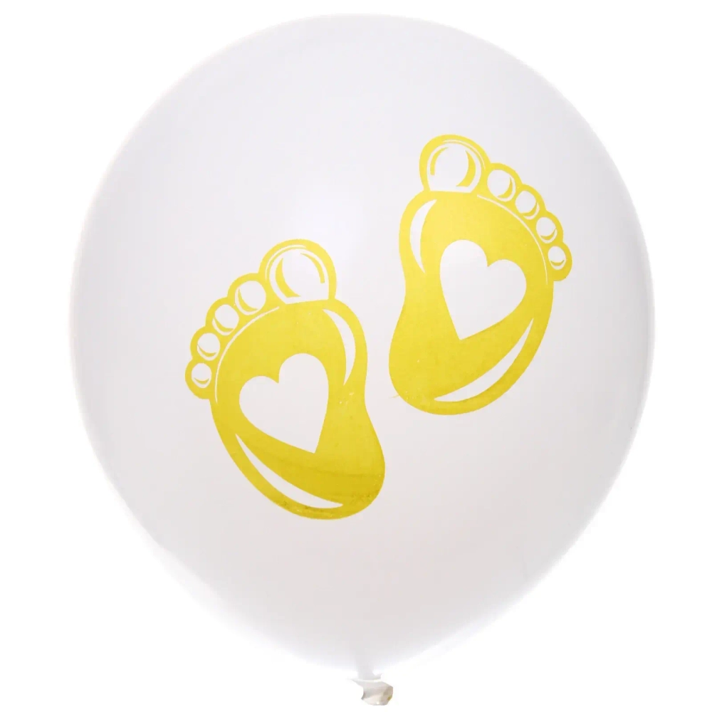 Воздушные шары 100 шт, 10»/25см «Здравствуй, Солнышко», Белый/золото