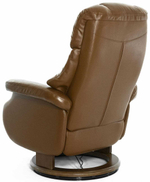 Кресло реклайнер Relax Lux Electro S16099RWB, натуральная кожа коричневая (034), основание дерево темный орех (029)