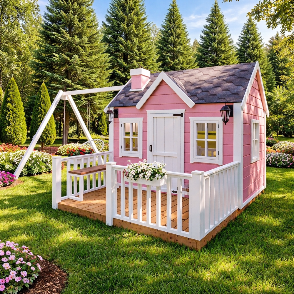 Детский домик с качелями