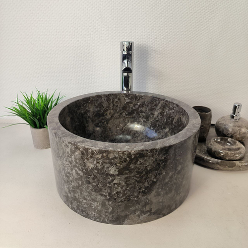 Курна для хамама и бани из мрамора Grey KM-66092 40х40х20 для натурального камня