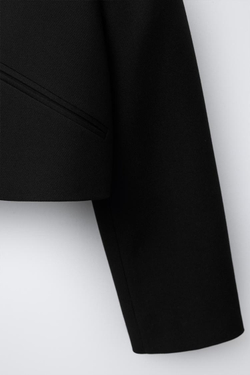 ZARA УКОРОЧЕННЫЙ БЛЕЙЗЕР, ЧЕРНЫЙ