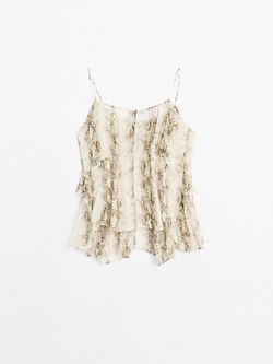 Massimo Dutti Топ с принтом на бретелях, серый