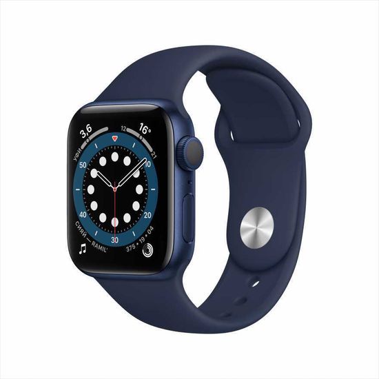 Apple Watch Series 6, 44 мм, корпус из алюминия синего цвета, спортивный ремешок «тёмный ультрамарин»