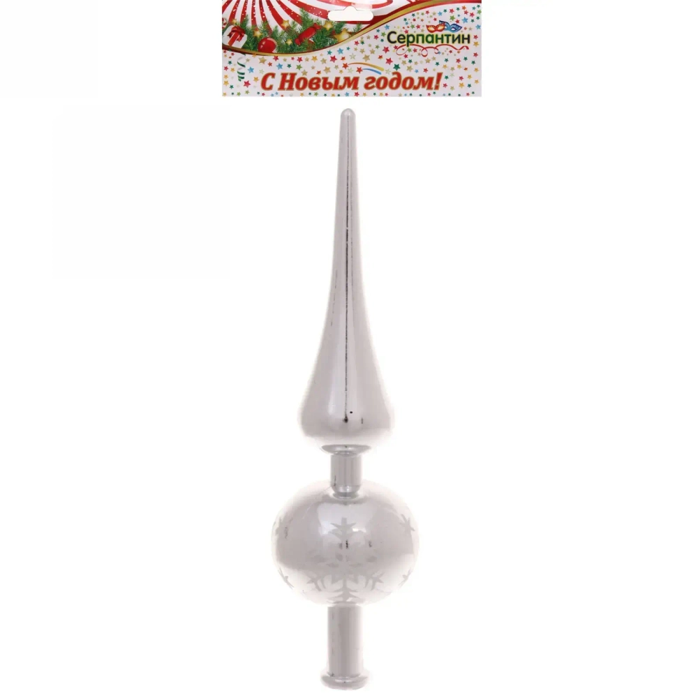 Верхушка на ёлку 23 см «Снежинка», Серебро/белый