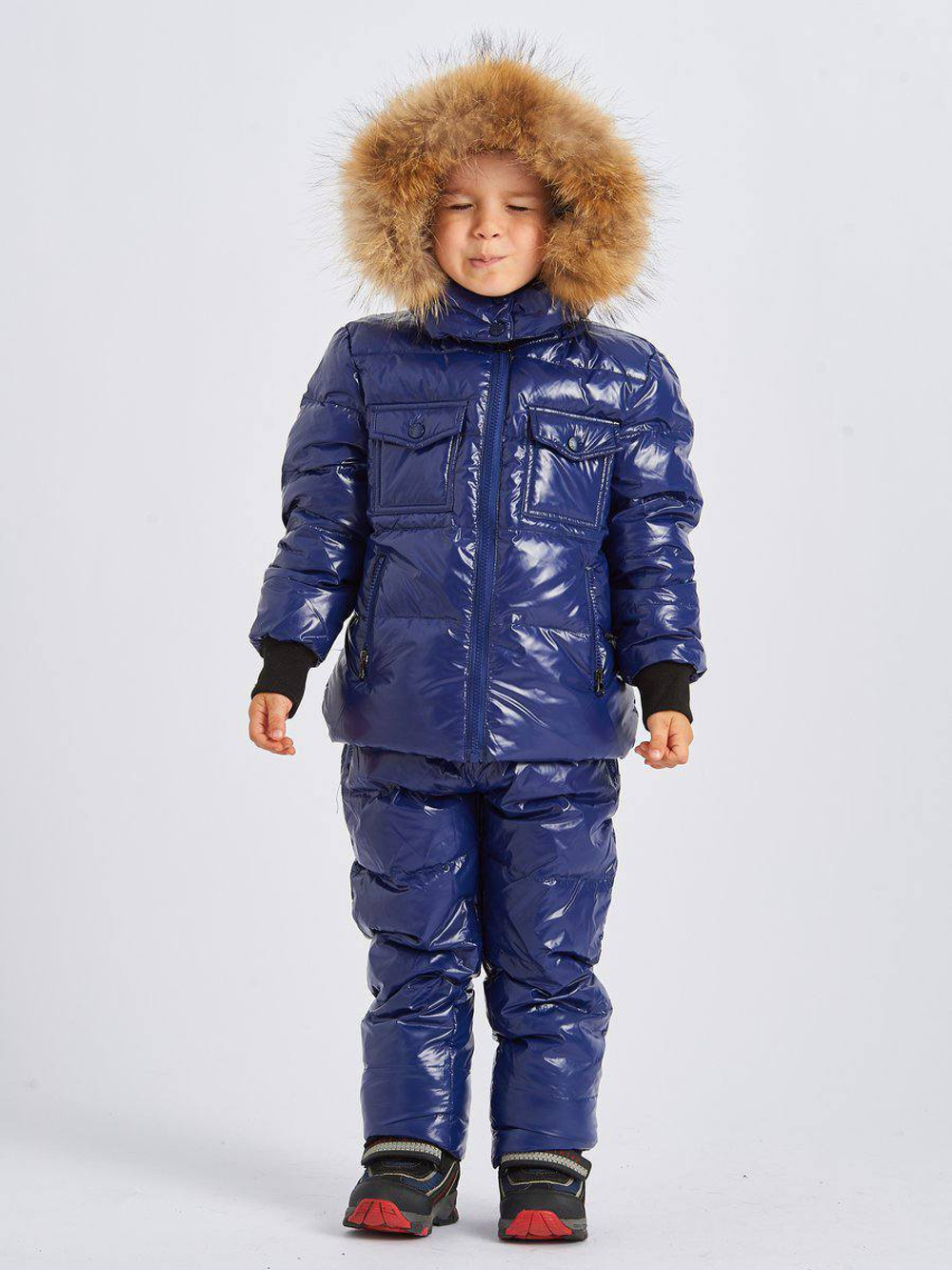 Детский пуховый лакированный зимний костюм Moncler