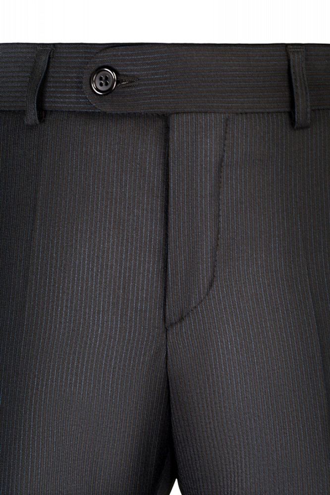 Черно-синие строгие брюки в полоску STENSER