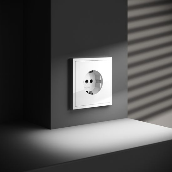 Розетка встраиваемая VOLTUM S70 с заземлением 16А, (белый глянцевый)