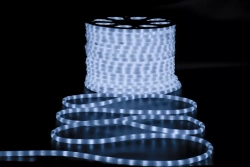 Дюралайт светодиодный 2-х проводной, диаметр 13 мм., 220В, холодные белые LED лампы 36 шт на 1 м., бухта 100 м., матовый, статика, Teamprof (TPF-DL-2WHM-100-240-W)