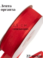 Лента органза 2,5 см с атласным краем