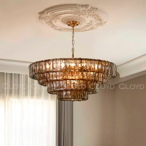 Люстра Cloyd NAMASTE C16 / Ø90 см - латунь - коричнев. стекло (арт.11689)