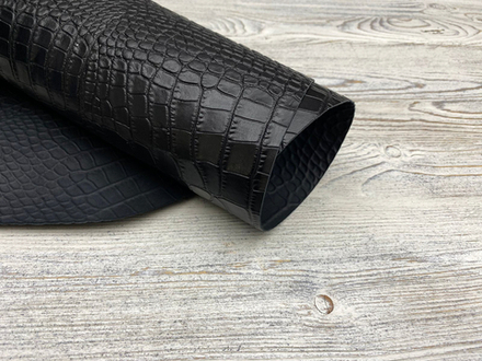 Capra Crocco Black (0,8-1,0 мм), цв. Черный, натуральная кожа козы