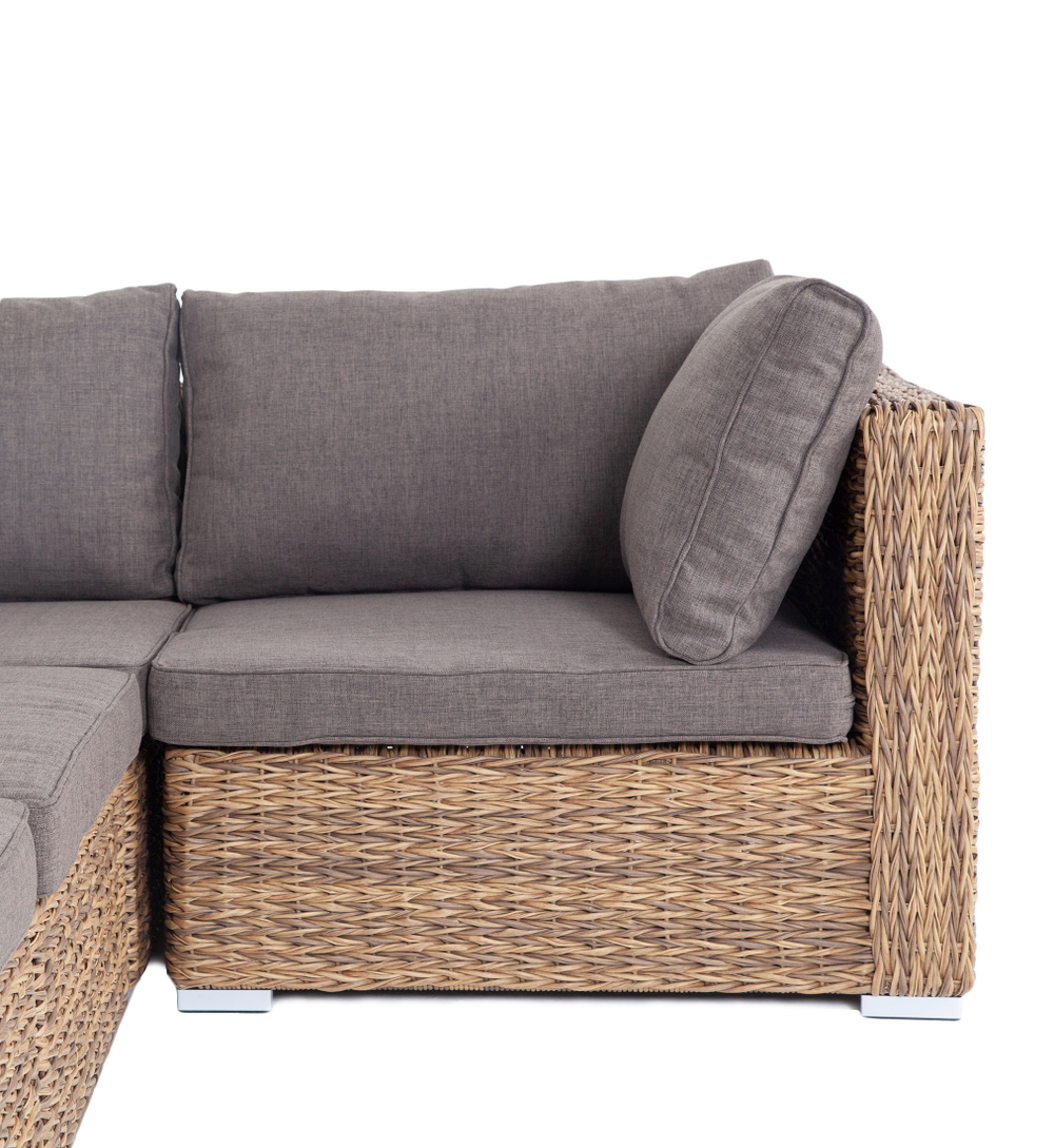 "Лунго" трансформирующийся диван из искусственного ротанга (гиацинт), цвет соломенный