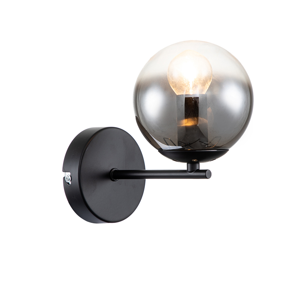Настенный светильник 1x40Вт E14, металл/стекло, черный