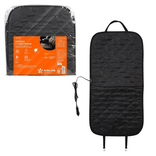 Обогрев сидений со спинкой Эко 12V 84х42 см 35Вт стеган.полиэстер, черный (AIRLINE)