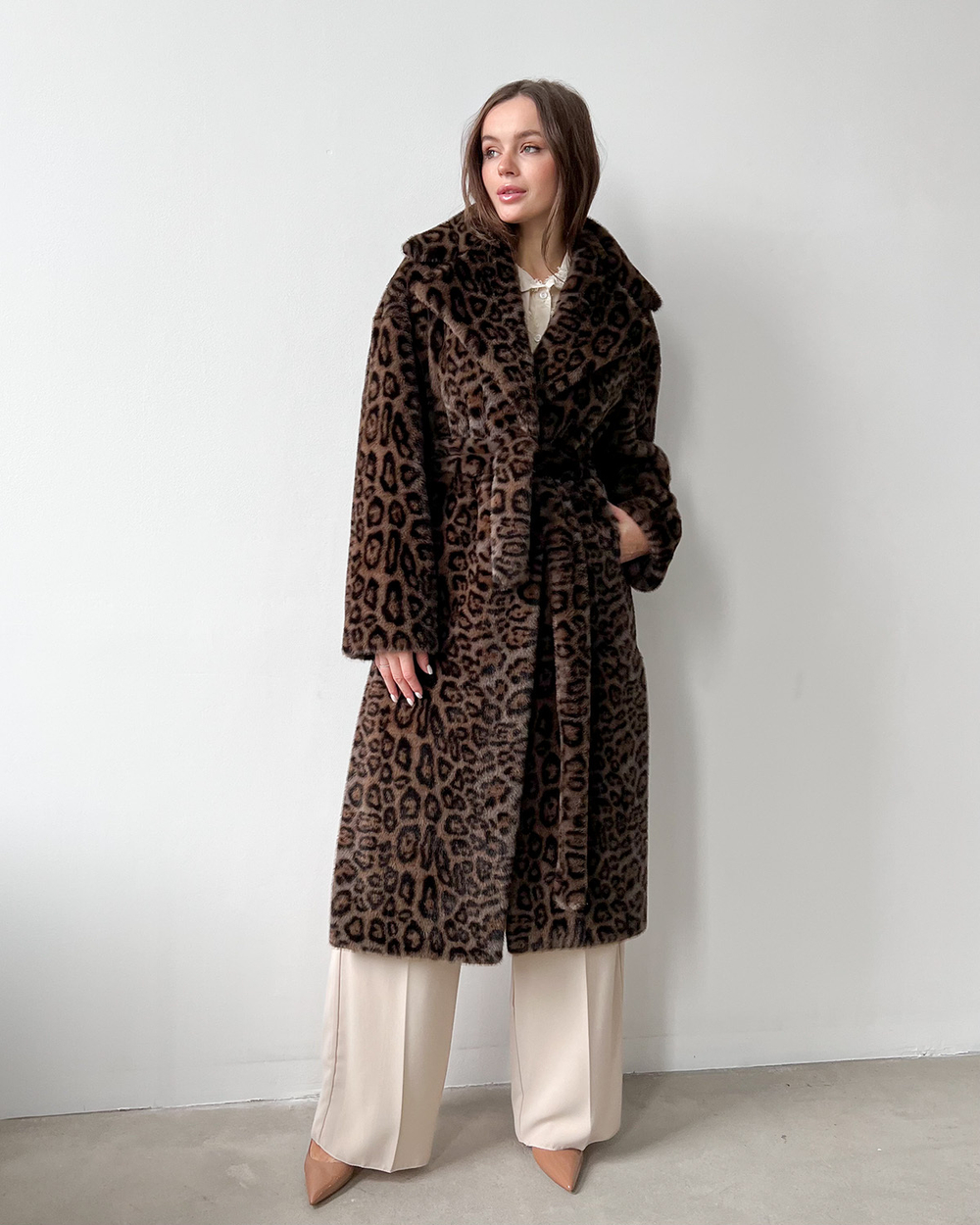 Пальто женское из экомеха мод. PF 2368 леопард