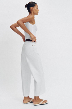 ZARA ДЖИНСЫ WIDE LEG УКОРОЧЕННЫЕ С ВЫСОКОЙ ПОСАДКОЙ И РЕМНЕМ, БЕЛЫЙ
