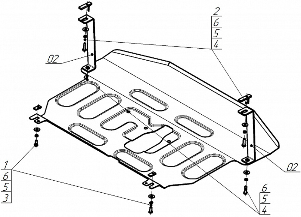 Защита картера двигателя, КПП. 2 мм, Сталь. для Toyota Corolla Fielder 2018-н.в., Motodor.72511