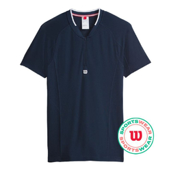 Мужское теннисное поло Wilson Players Seamless Zip Henley 2.0 - классический темно-синий