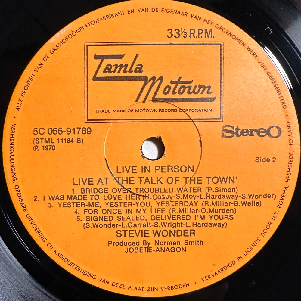 Stevie Wonder - Live In Person At The Talk Of The Town (Голландия 1970г.)
