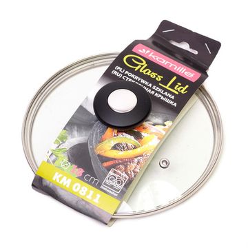 Крышка стеклянная 18 см. универсальная Kamille КМ 0811 с металлическим ободком