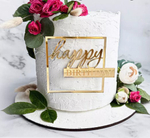 Топпер на торец Happy Birthday табличка с гравировкой акрил 10*9см
