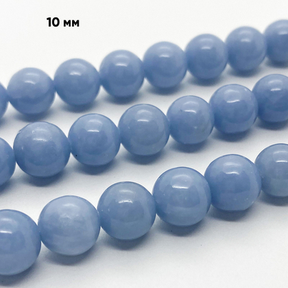 Ангелит бусины, диаметр 9,8-10 мм, цена за 9 шт (1/4 нити)