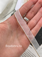 Кант органза белый с золотой монилью
