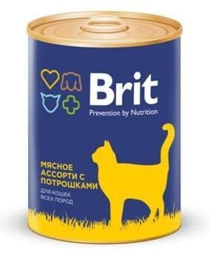 Brit Premium 340г мясное ассорти  с потрошками консервы д/кошек