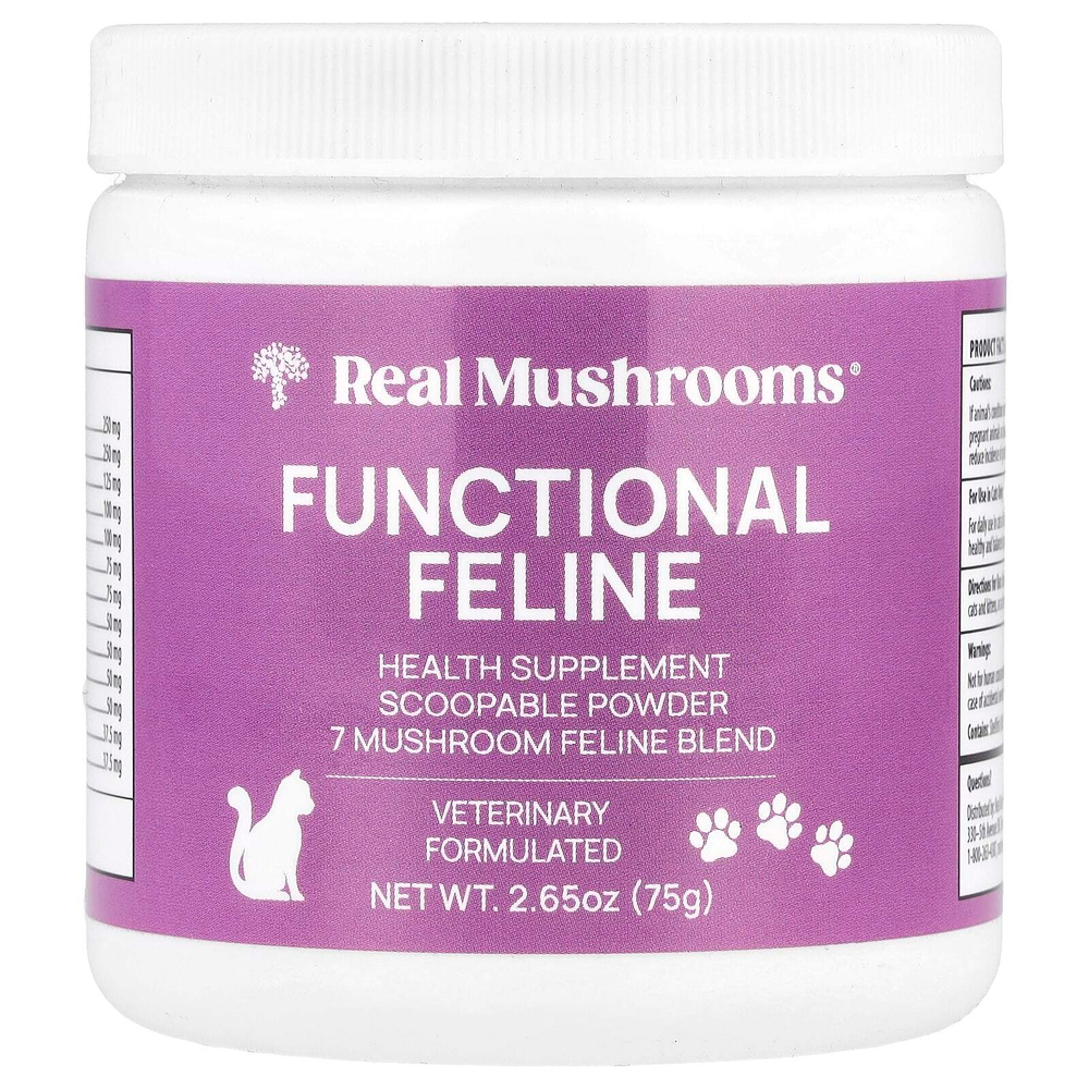 Real Mushrooms, Functional Feline, для кошек, 75 г (2,65 унции)