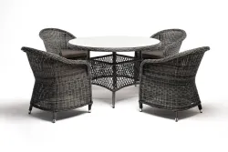 "Равенна" обеденная группа плетеная, цвет графит