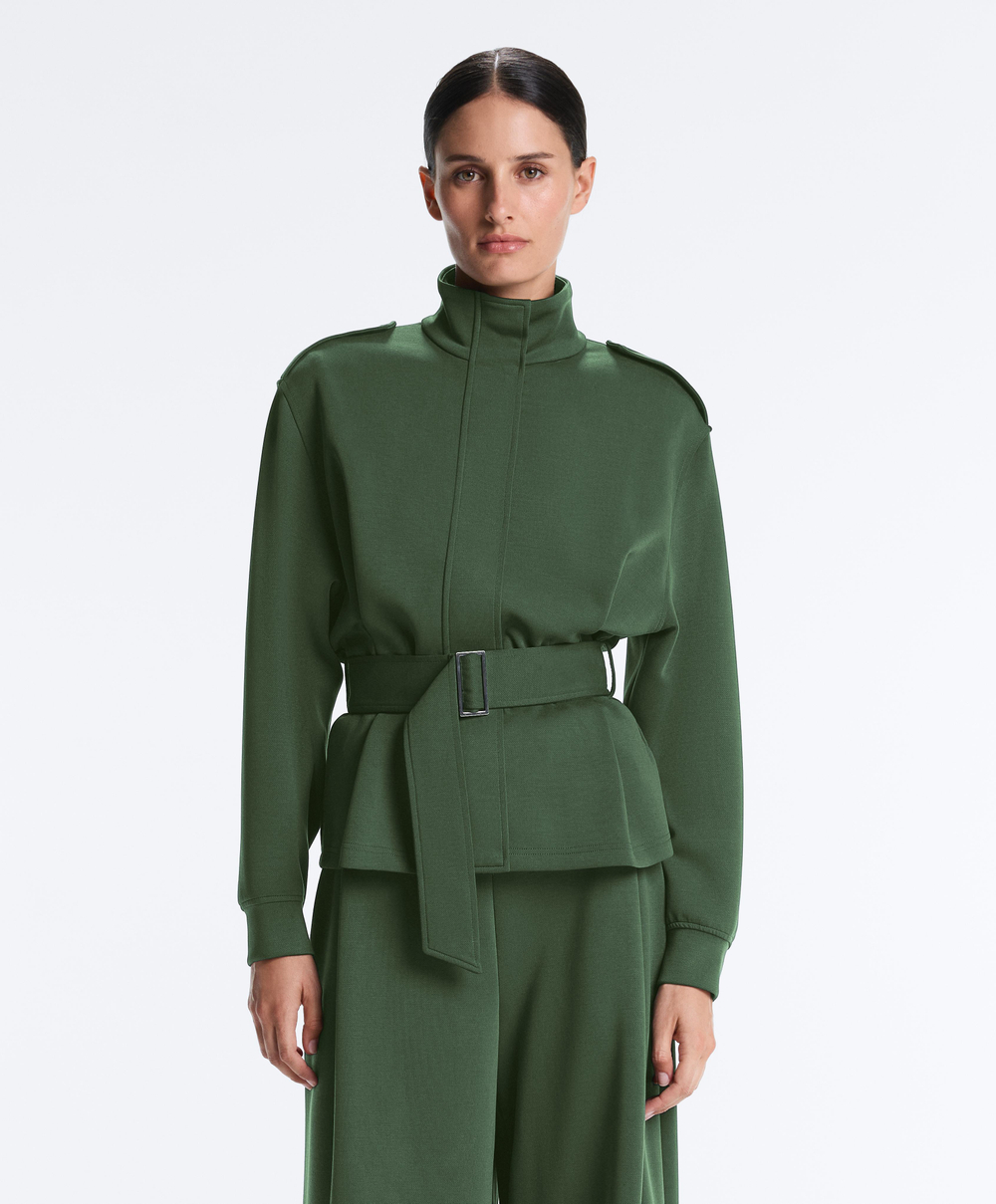 Oysho Куртка с поясом, зеленый