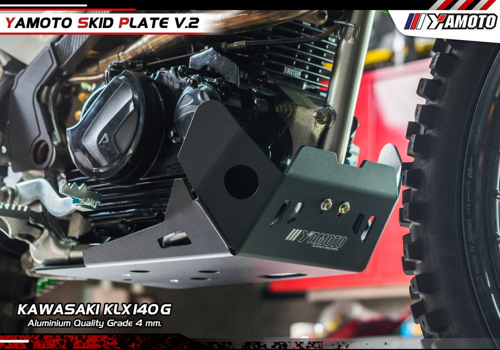Yamoto Skid Plate for Kawasaki KLX125-140-150. Aluminium. V2.4 Black