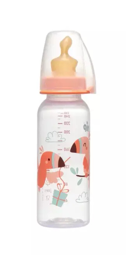 Бутылочка пластиковая NiP "Family" girl. 250 мл с соской латекс для девочки