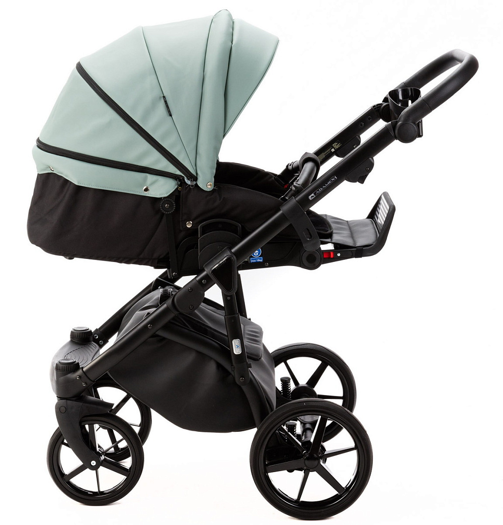 Детская коляска Adamex Nola Deluxe 3 в 1 N-SD103 (СЕРО-ЗЕЛ. КОЖА + ЧЕРН.КОЖА)