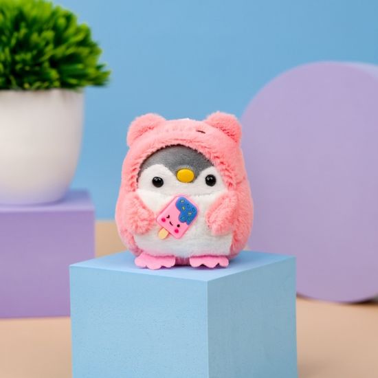 Брелок мягкий "Пингвин в костюме" розовый 10 см