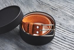 Ремень из крупной текстурной кожи (змея), цвет «тициан», хромированная пряжка