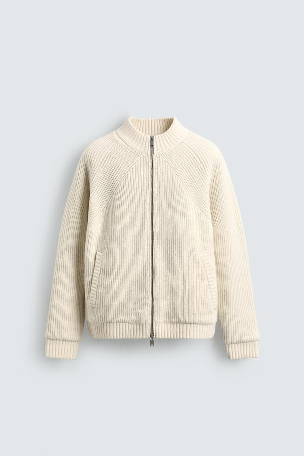 ZARA СТЕГАНЫЙ ТРИКОТАЖНЫЙ КАРДИГАН, ЭКРЮ