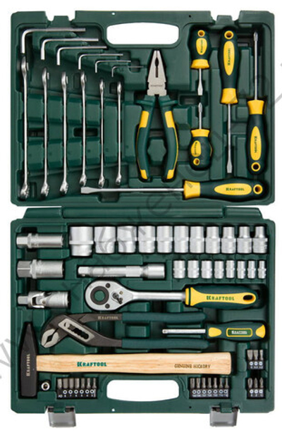 KRAFTOOL EXTREM-66, 66 предм., (1/2″+1/4″), универсальный набор инструмента (27976-H66)