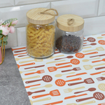 Коврик для кухонных ящиков в рулоне 45*150см "Ложки-вилки", оранжевый