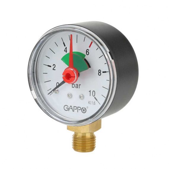 Манометр горизонтальный Gappo 6 бар 50мм НР 1/4&quot; аксиальный 38277