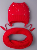 Шапка для девочки осенняя и снуд ушками