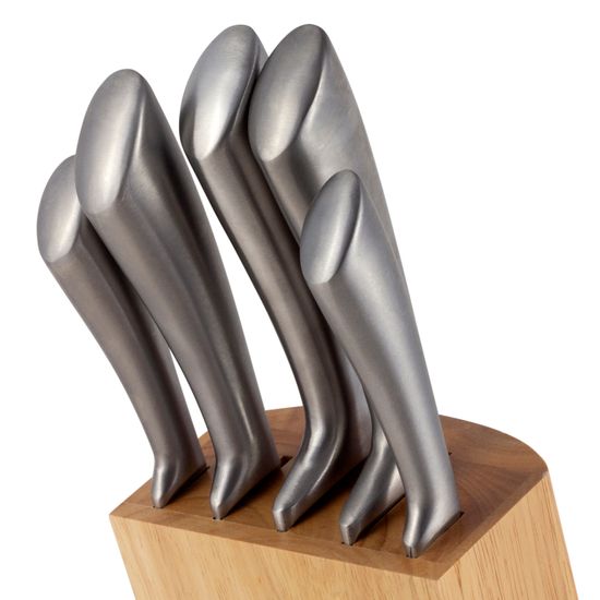 Набор ножей 6 предметов из нержавеющей стали Kamille KM-5130 на деревянной подставке