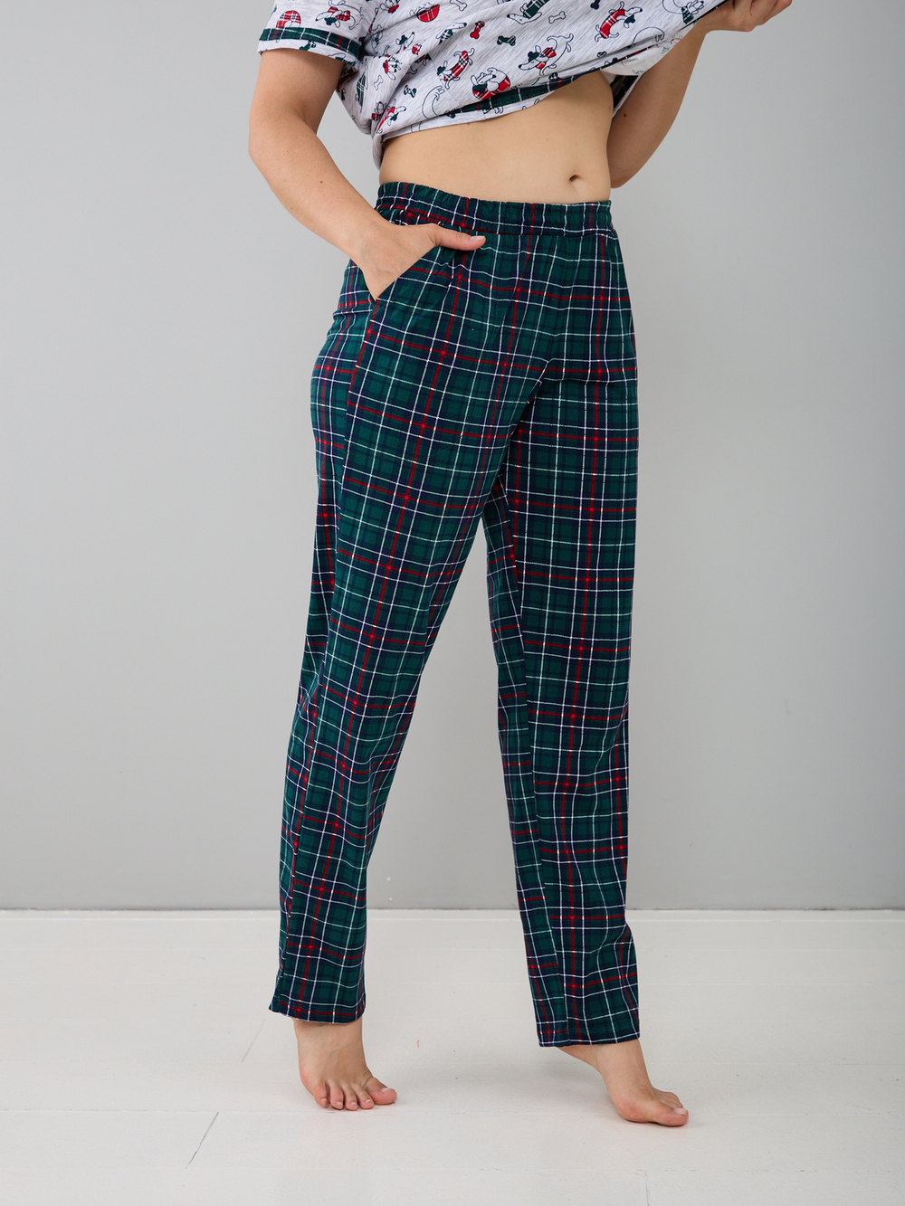 Пижама с брюками КБ-161/собачки-зелклетка