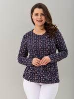 Лонгслив ЛНкл-081/синий-краснаяветочка