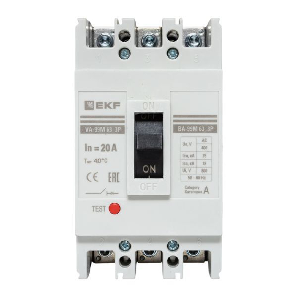 Автоматический выключатель в литом корпусе  EKF mccb99-63-20m