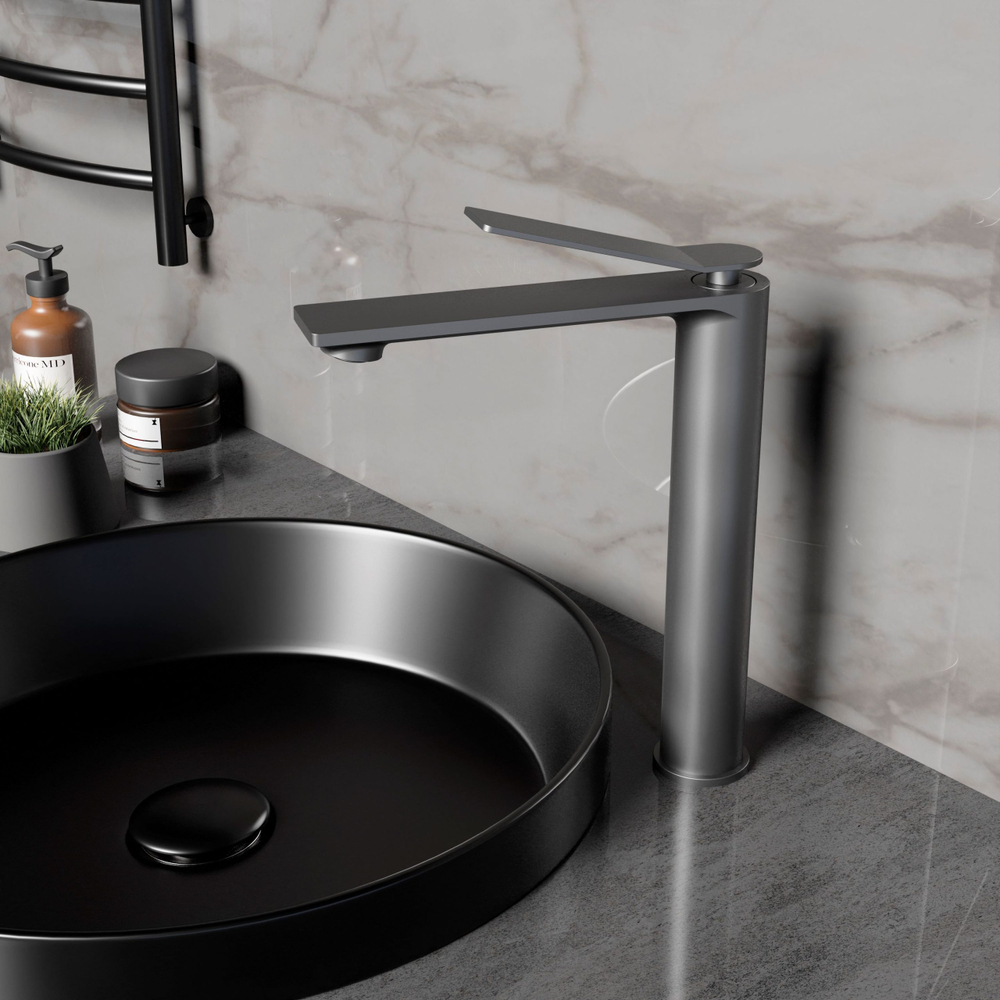 Смеситель для раковины Vincea Verse VBF-2VE2GM однорычажный, вороненая сталь