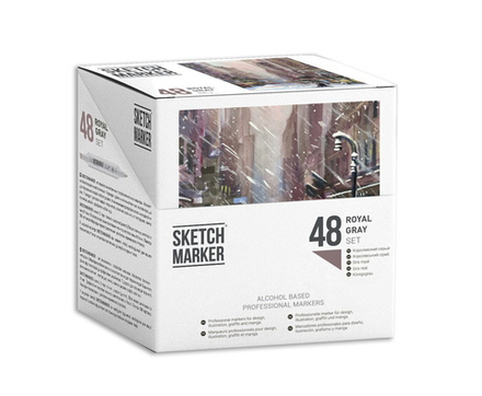 Набор маркеров SKETCHMARKER 'Royal Grey' 48 штук в пластиковом боксе