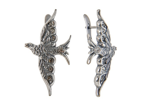 "Певчая" серьги в серебряном покрытии из коллекции "Волшебная сказка" от Jenavi  с английским замком