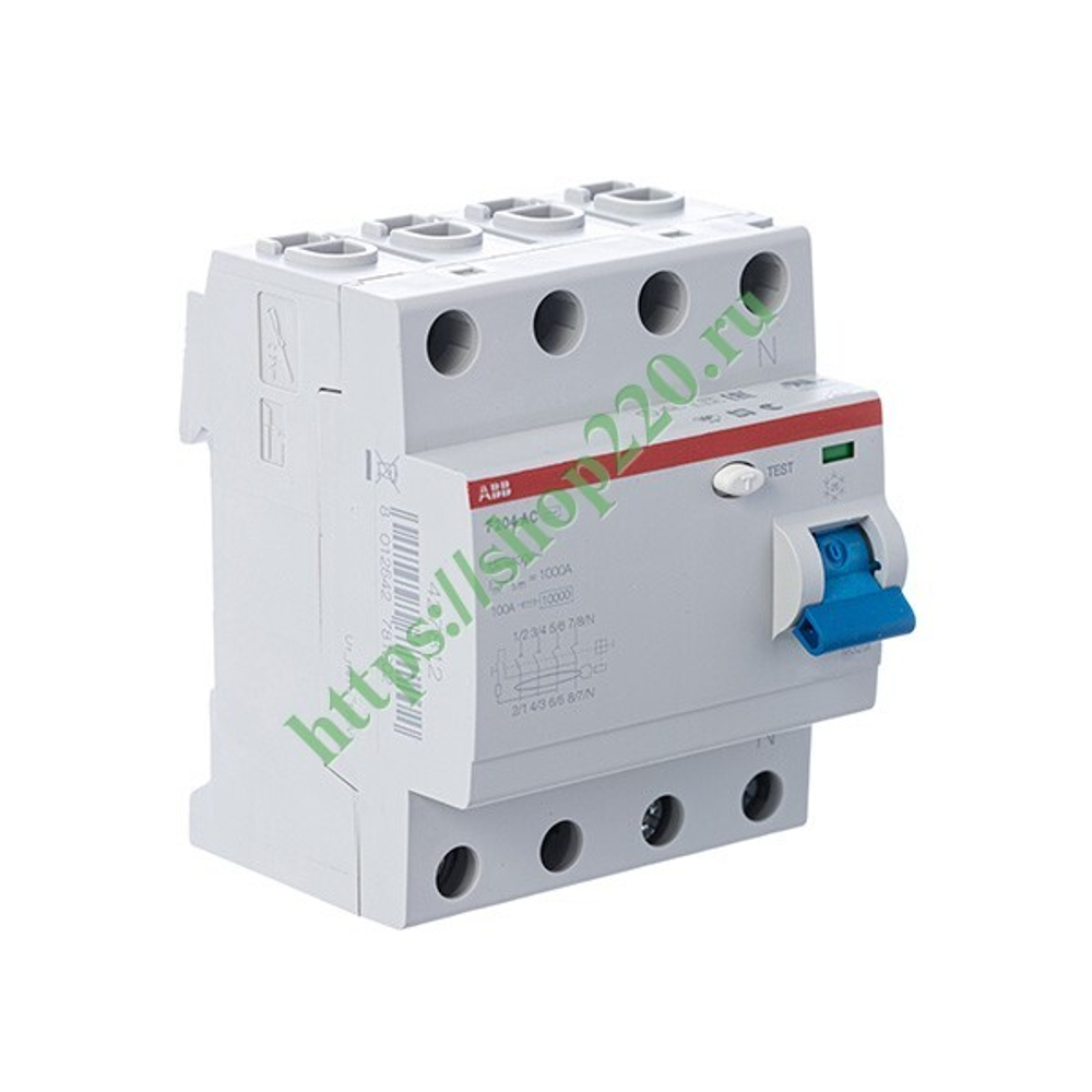 УЗО ABB F204 AC-40/0,3 4-х полюсное тип AC 40A 300mA 4 модуля (ВДТ) 2CSF204001R3400